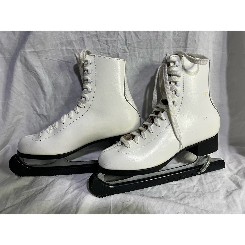 MADE IN CANADA Leather Figure Skates w/ Guard White